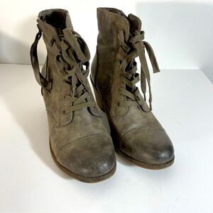 Roxy Garrison Green Lace Up Side Zip Combat Style Boots Size 9